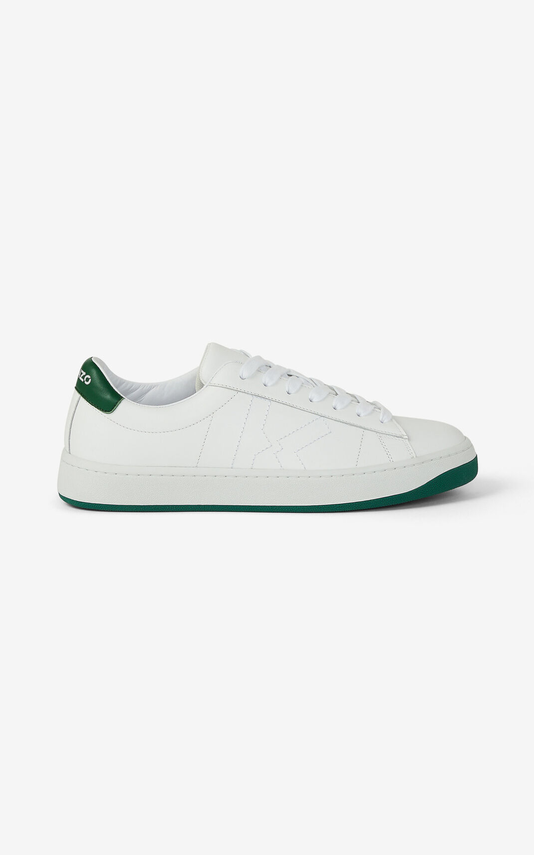 Baskets Kenzo Homme Kourt K Logo Cuir Vert MBVCZ-2061